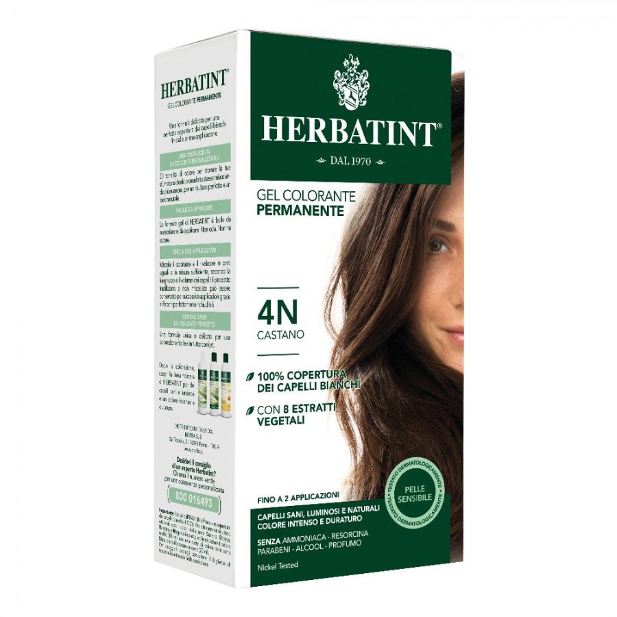 Herbatint - Tintura Per Capelli Gel Permanente 4N Castano 150 ml - Senza Ammoniaca