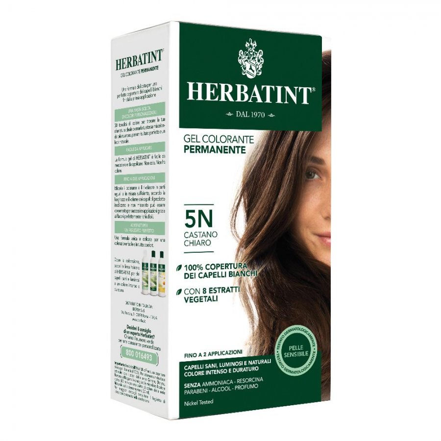 Herbatint - Tintura Per Capelli Gel Permanente 5N Castano Chiaro 150 ml - Senza Ammoniaca