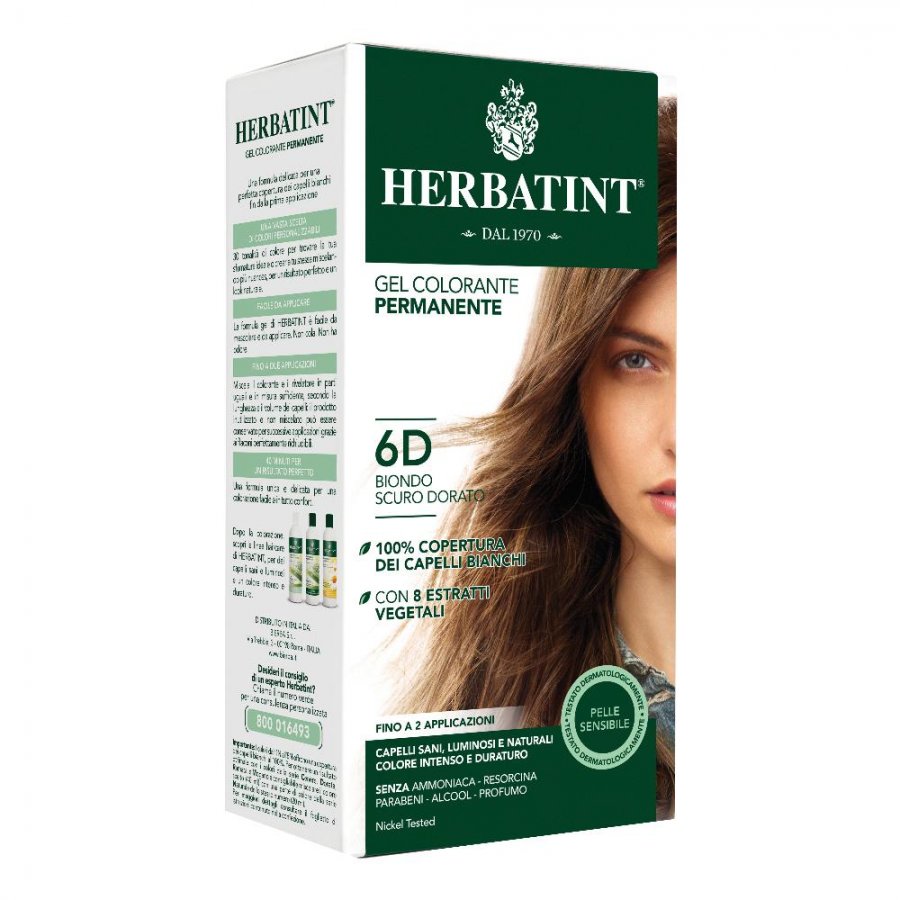 Herbatint - Tintura Per Capelli Gel Permanente 6D Biondo Scuro Dorato 150 ml