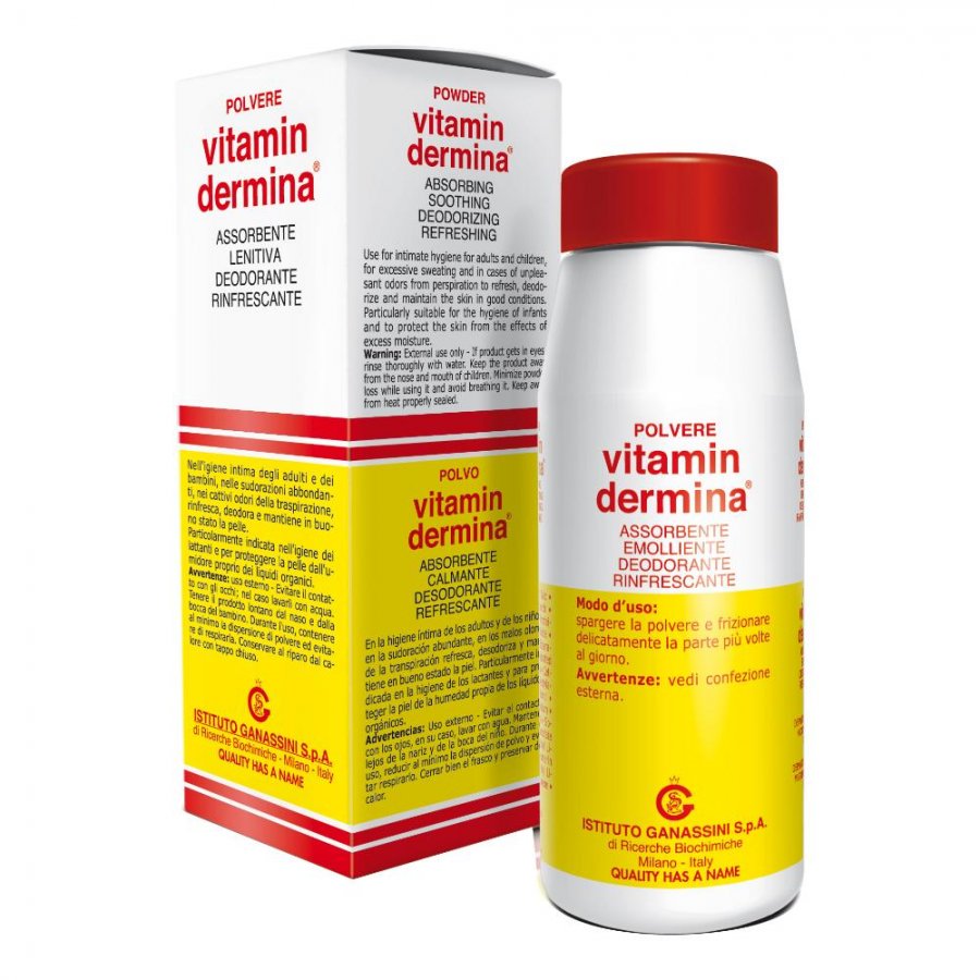 Vitamindermina Polvere - Trattamento Assorbente e Protettivo 100g - Soluzione Istantanea per Sudorazione e Protezione Cutanea
