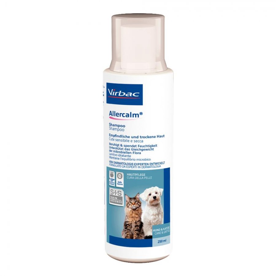 Allercalm Shampoo 250ml - Pelli Sensibili ed Irritate per Cani e Gatti, Dermatologia Veterinaria