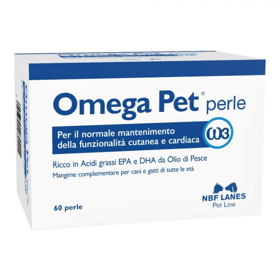 Omega Pet Perle per Cani e Gatti 60 Perle - Integratore per la Salute Cutanea e Cardiaca