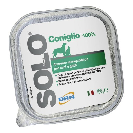 Solo Coniglio 100% - Cani e Gatti - 100g - Alimento Naturale per Animali