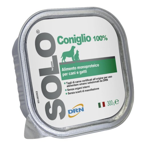 Solo Coniglio 100% - Cani e Gatti - 300g - Alimento Naturale per Animali