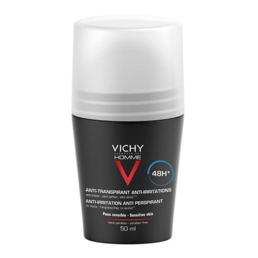 Vichy Homme Deodorante Roll-on Anti-traspirante 48H 50 ml - Protezione affidabile per una giornata attiva