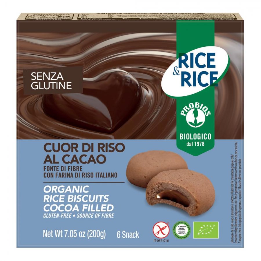RICE & RICE Biscotti Cuor Riso Cacao 6x33g