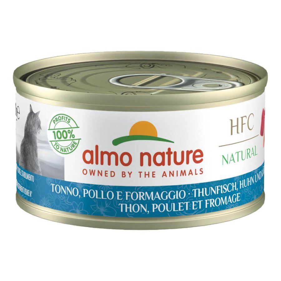ALMO NATURE GATTO HFC CUISINE TONNO POLLO FORMAGGIO 70GR (lattina)