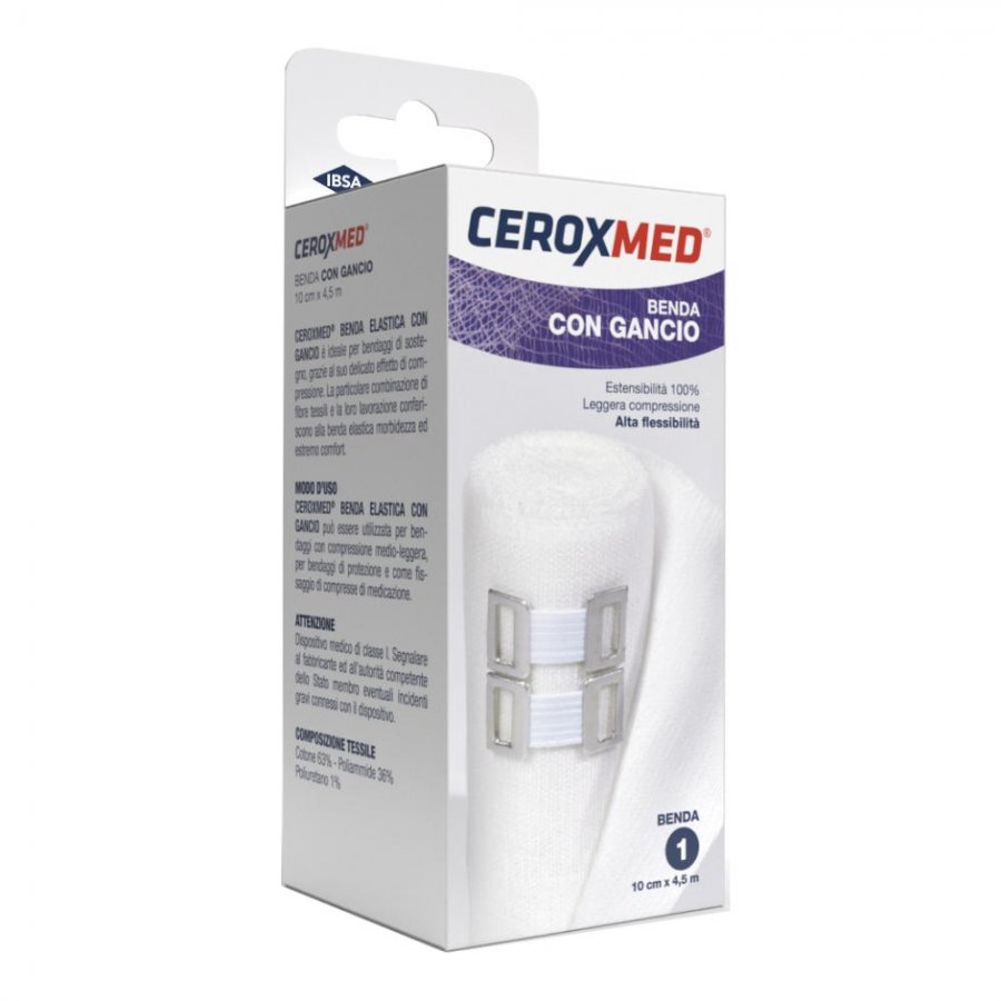 Ceroxmed Benda Elastica 10cmx4,5m - Sostegno elastico per medicazioni e protezione da traumi. 