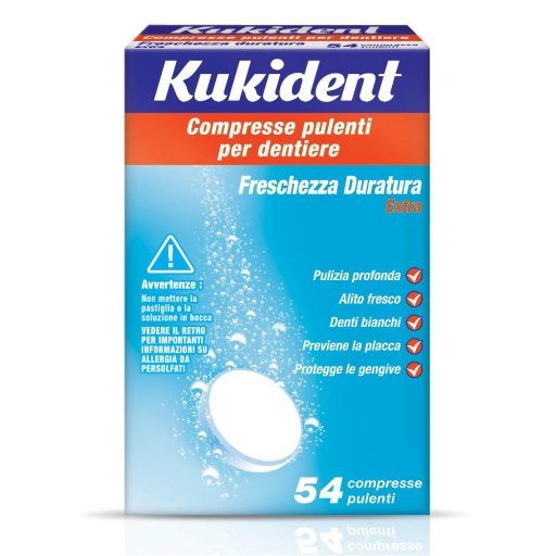Kukident - Freschezza Duratura Extra 54 Compresse - Igiene e Comfort per le Tue Protesi Dentarie