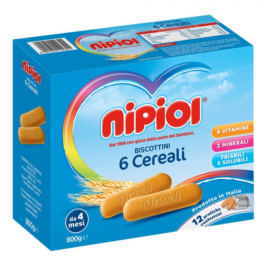Nipiol Biscottini 6 Cereali, 2 Minerali, 4 Vitamine, 800g : :  Alimentari e cura della casa