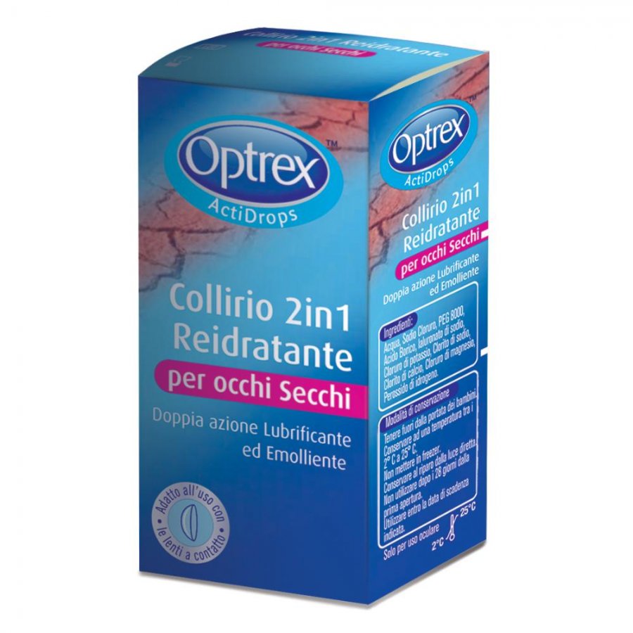 Optrex Actidrops - Collirio 2 in 1 Occhi Secchi 10ml - Sollievo Istantaneo e Idratazione Duratura