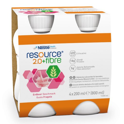 Nestlé Resource 2.0 + Fibre Fragola 200ml - Integratore Nutrizionale con Fibre