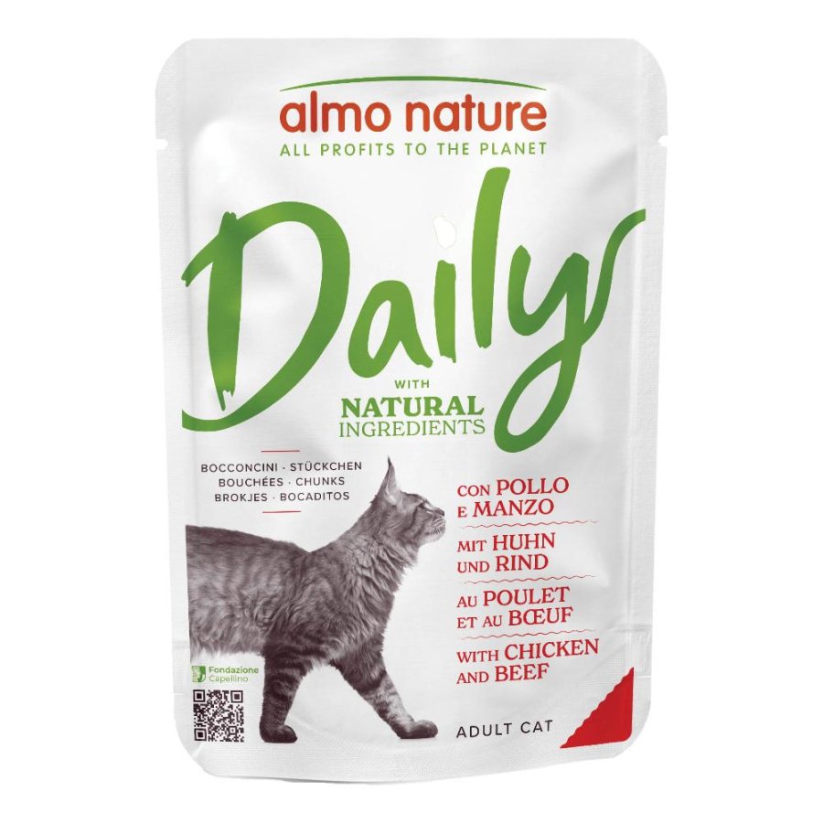 ALMO NATURE GATTO DAILY ADULT BOCCONCINI POLLO MANZO 70GR (bustina)