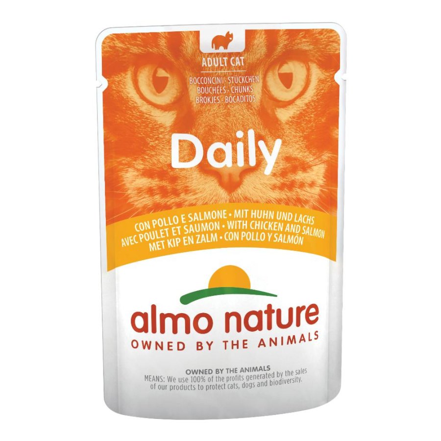 ALMO NATURE GATTO DAILY ADULT BOCCONCINI POLLO SALMONE 70GR (bustina)