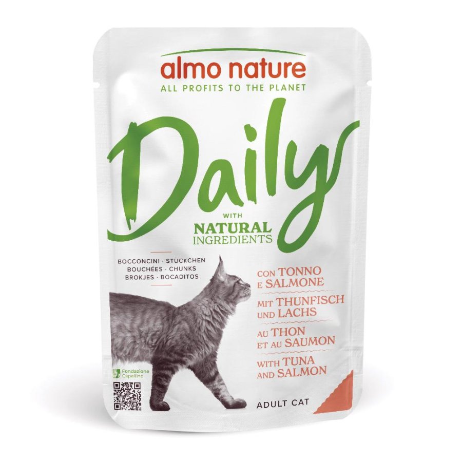 ALMO NATURE GATTO DAILY ADULT BOCCONCINI TONNO SALMONE 70GR (bustina)
