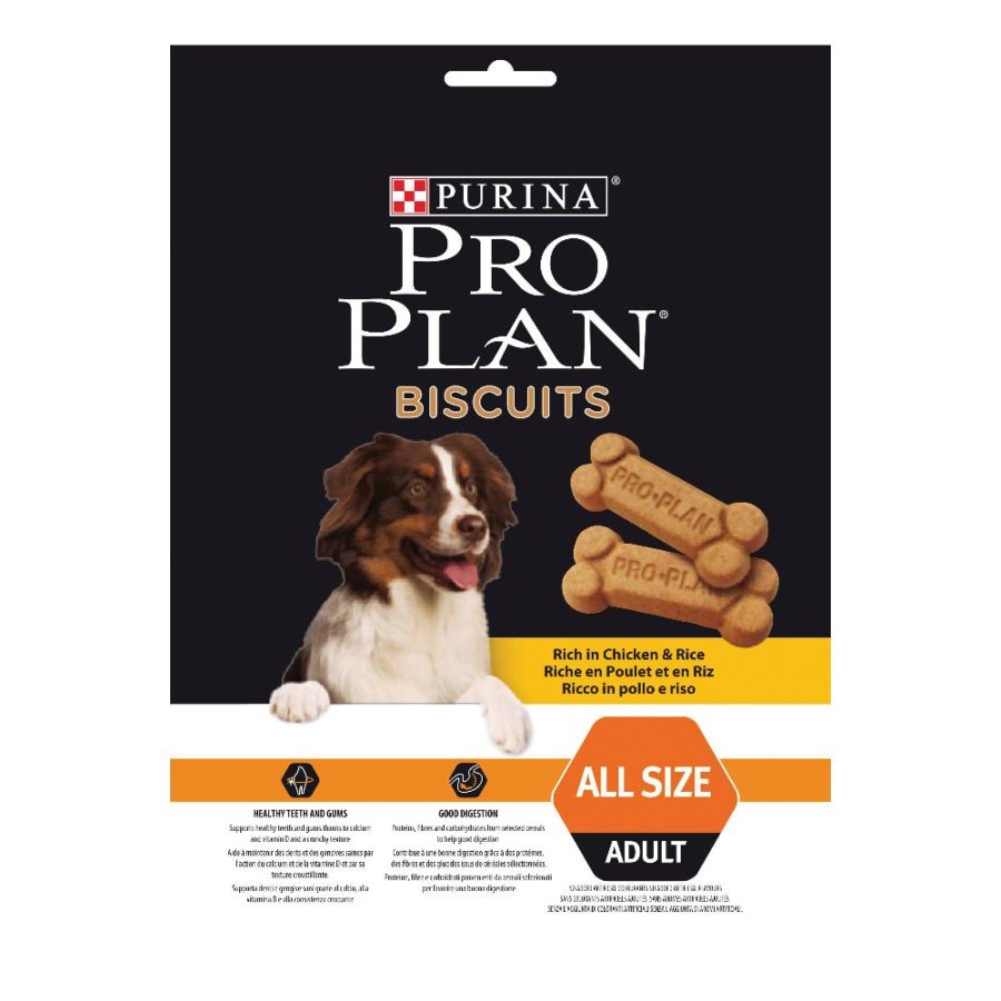 NESTLE' PURINA PRO PLAN CANE SNACK BISCUITS ALL SIZES ADULT POLLO RISO 400GR