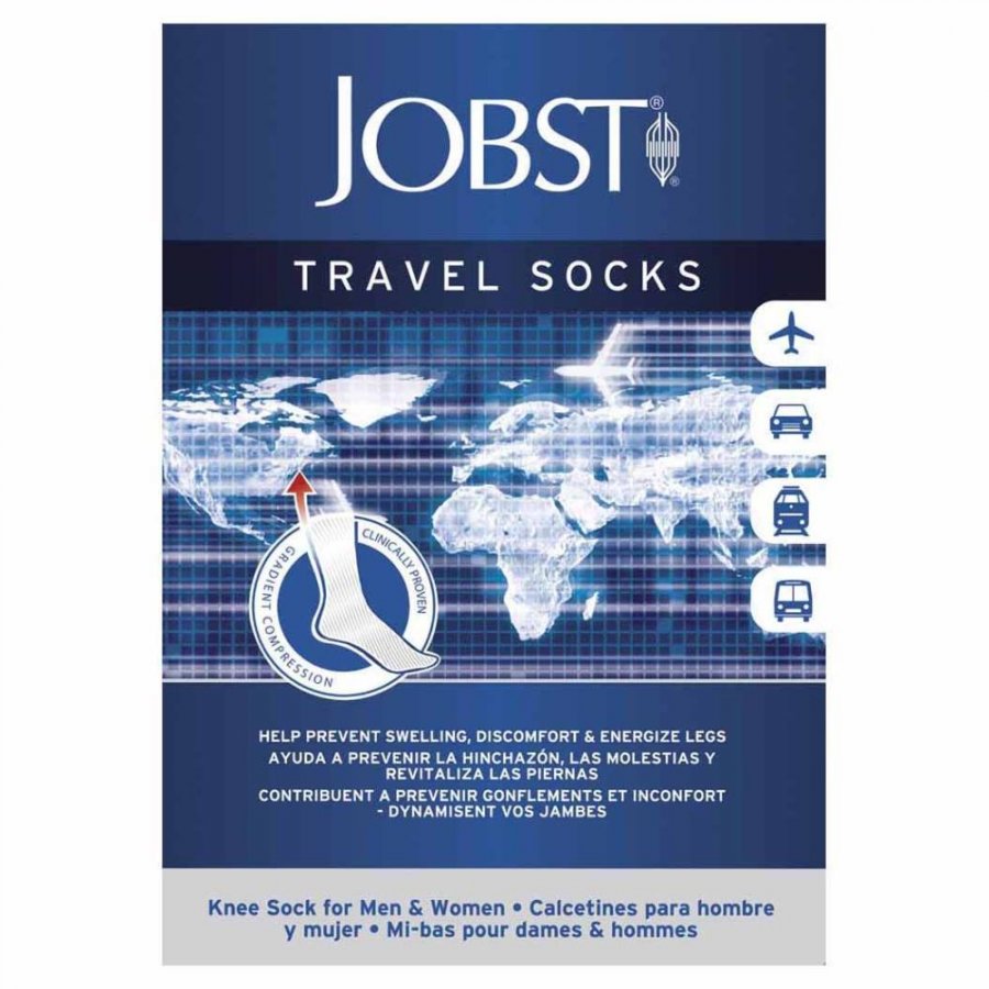 Jobst Travel Socks Calza Compressiva 15-20mmHg Gambaletto Blu Large - Il Comfort del Viaggio Senza Gambe Gonfie