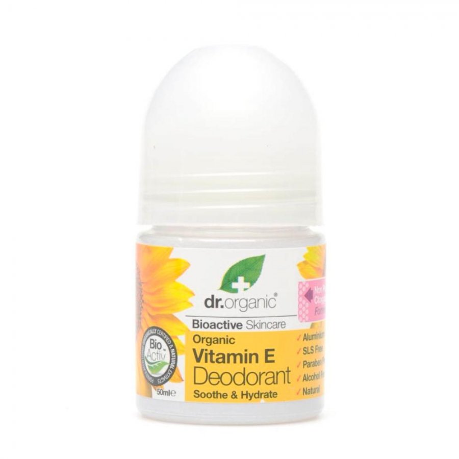 Dr Organic - Deodorante alla Vitamina E 50 ml - Deodorante naturale per un fresco profumo tutto il giorno