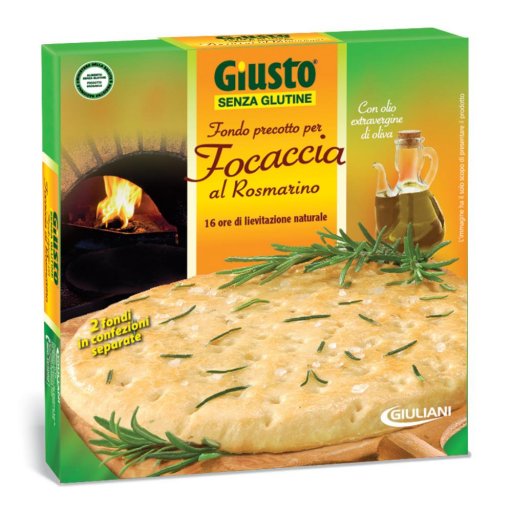 Giusto Fondo Precotto per Focaccia al Rosmarino Senza Glutine 280g – Base Focaccia con Lievitazione Naturale