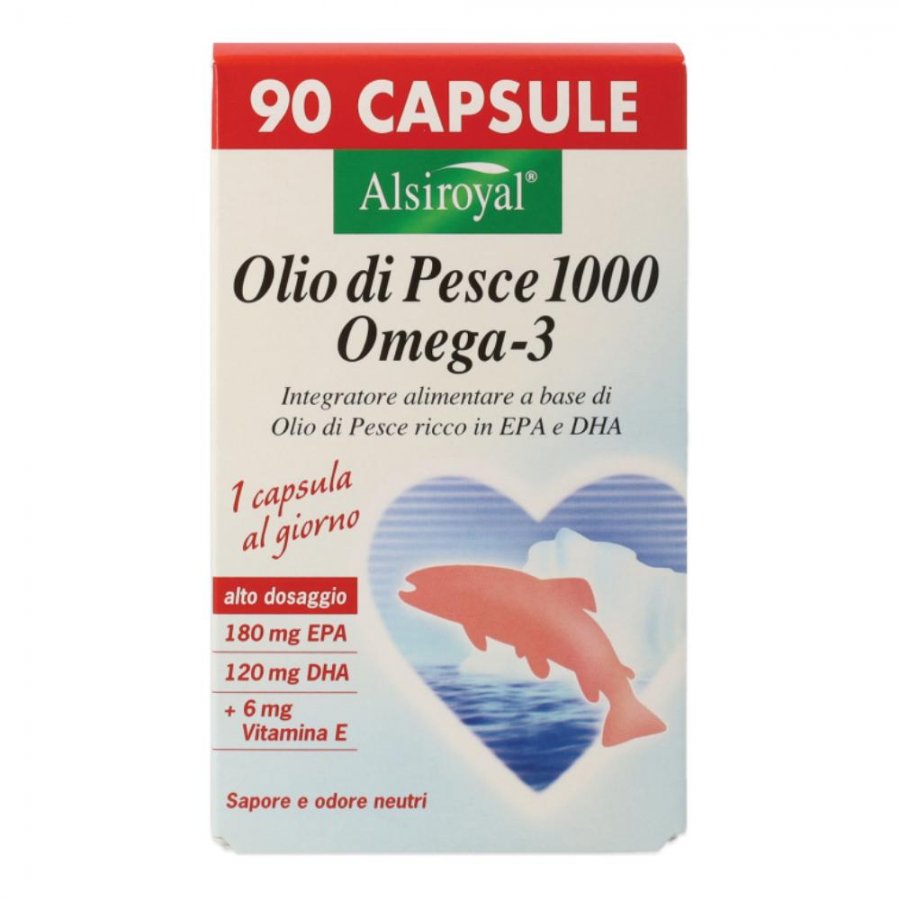 Olio Pesce 1000 Omega 3, 90 Capsule - Integratore di Omega-3 ad Alto Dosaggio