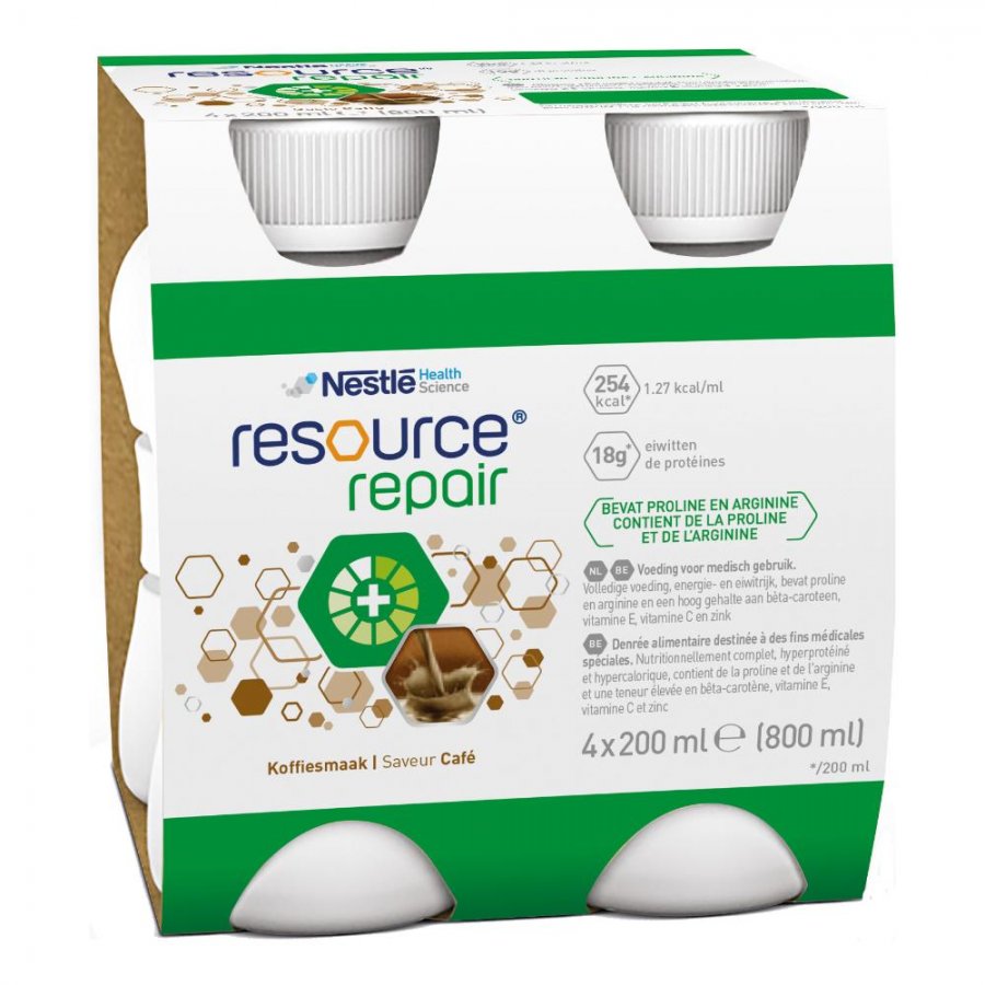 Nestlé - Resource Repair Gusto Caffè 4x200ml - Bevanda Nutrizionale per il Recupero con Gusto Caffè