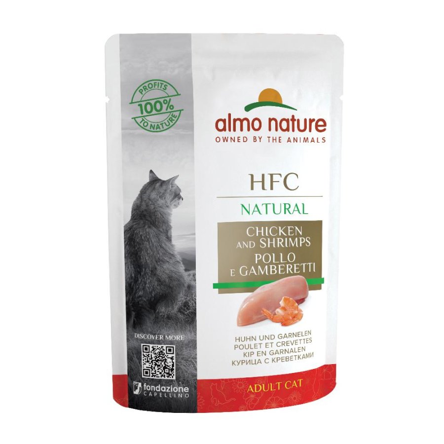 ALMO NATURE GATTO HFC NATURAL ADULT POLLO GAMBERETTI 55GR (bustina)