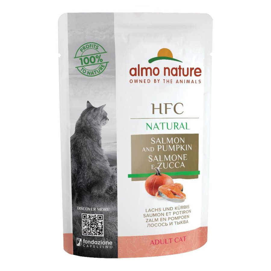 ALMO NATURE GATTO HFC NATURAL ADULT SALMONE ZUCCA 55GR (bustina)