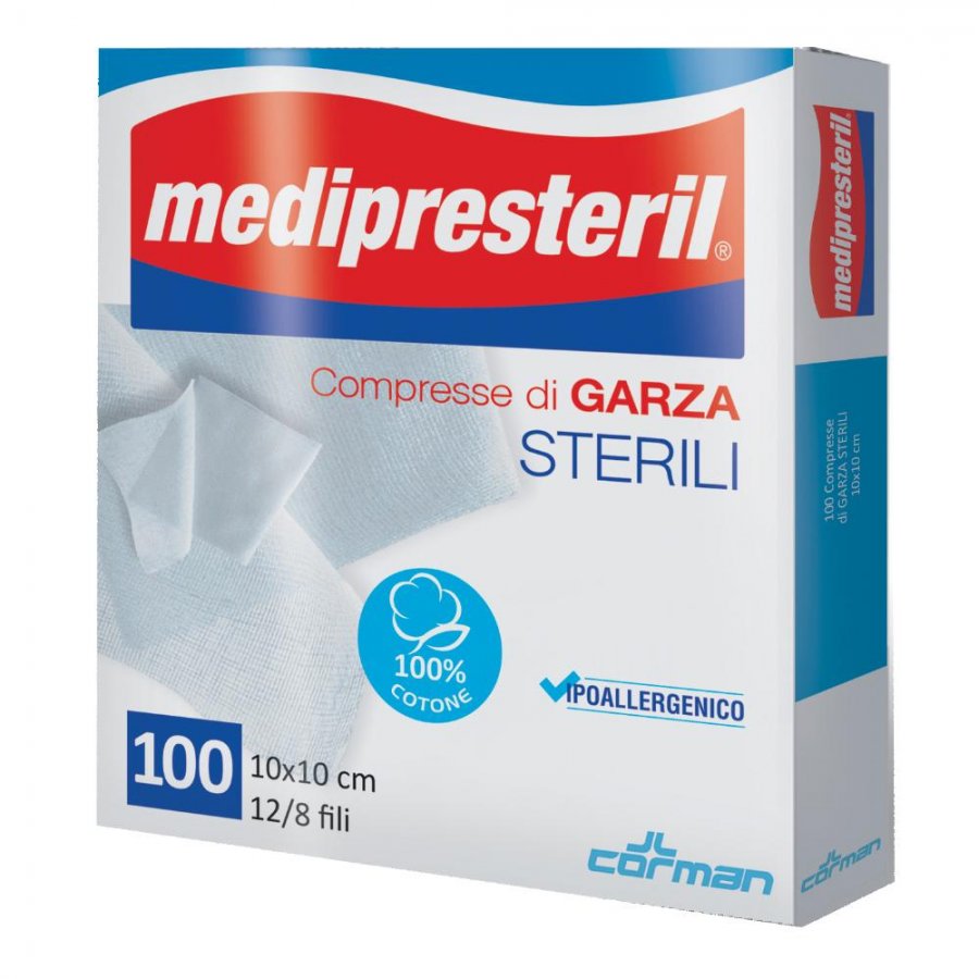 Medipresteril Garza Compressa Sterile Monouso 10x10cm - Confezione da 100 Pezzi