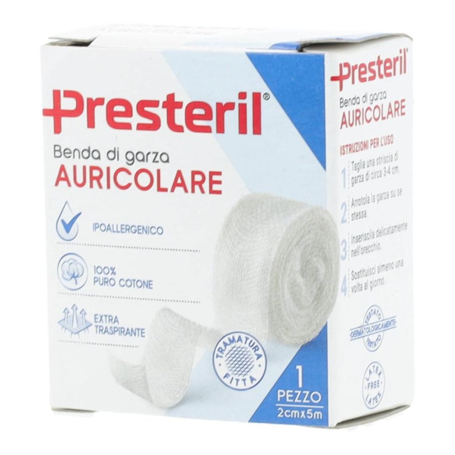 Medipresteril Benda Auricolare Garza 12/8 2x500cm - Fasciatura Auricolare