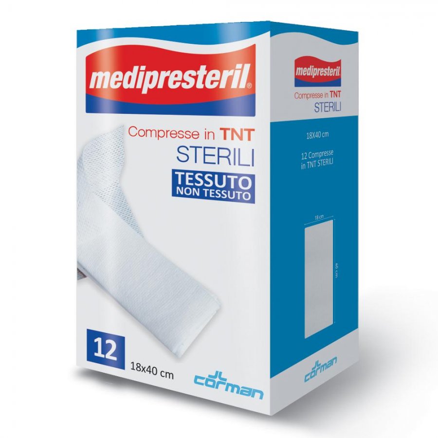 Medipresteril Garza Compressa Sterile Tessuto Non Tessuto 18x40cm - Confezione da 12 Pezzi