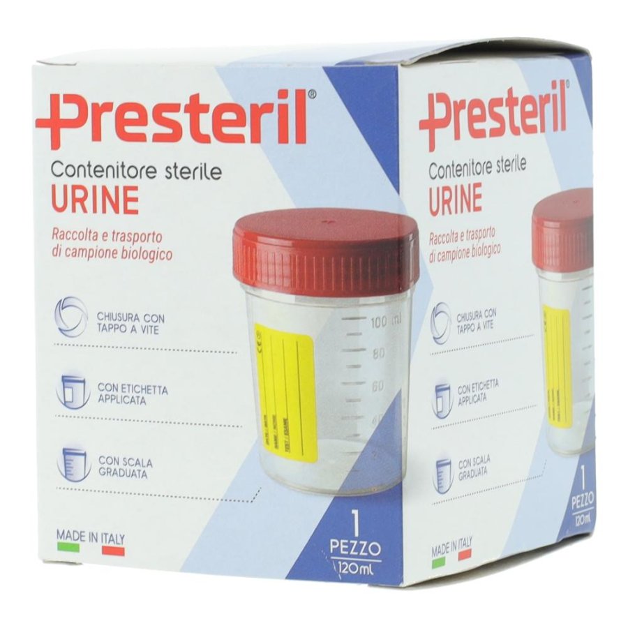 Medipresteril Contenitore Urina con Tappo 120ml - Contenitore per Campione di Urina