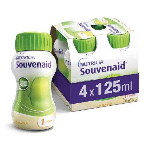 Souvenaid Gusto Vaniglia Nutricia 4 Boccette da 125 ml - Alimento per Fini Medici Speciali