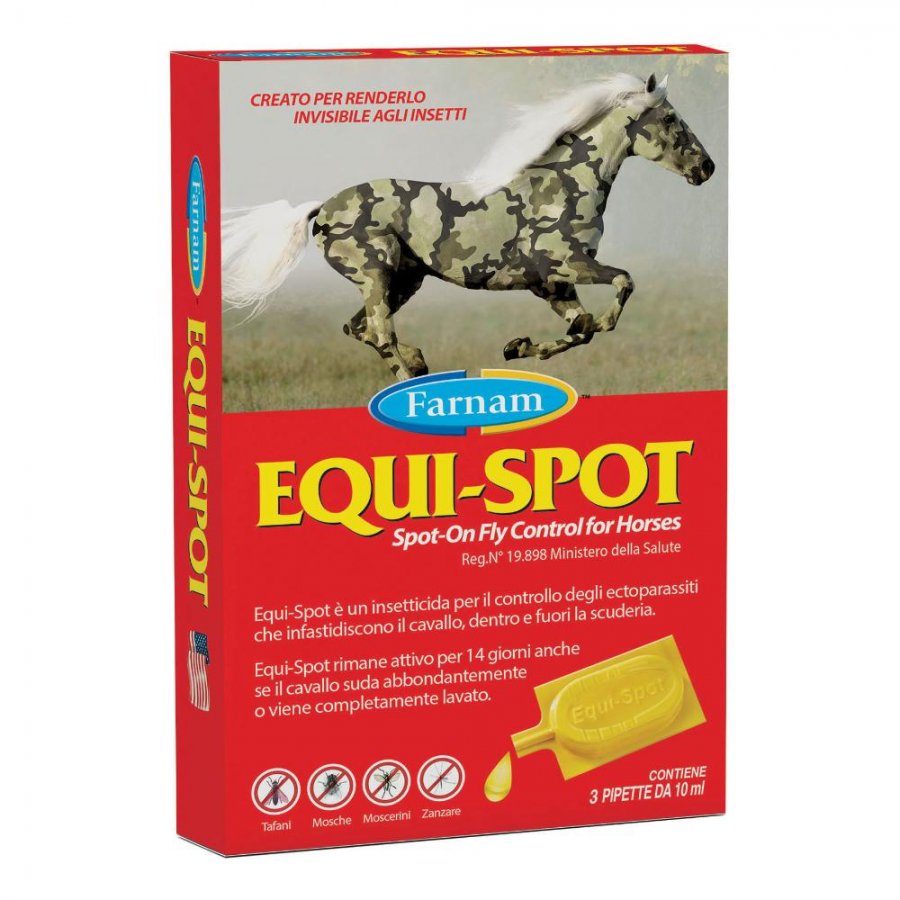 Equi-Spot Insetticida per Cavalli 3 Pipette da 10ml - Protezione contro insetti e parassiti