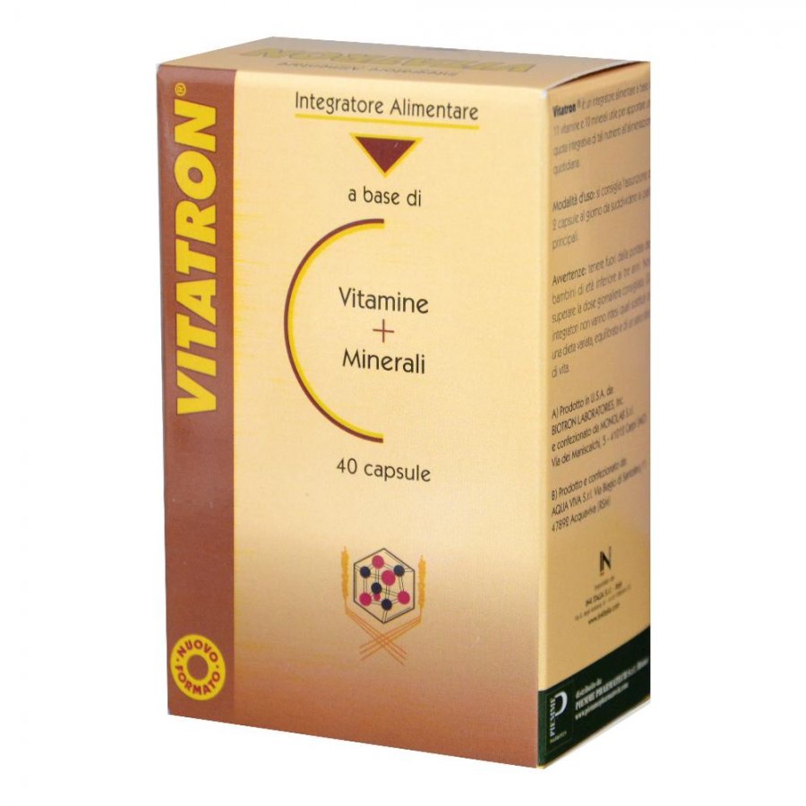 Piemme Pharmatech Vitatron - Integratore Alimentare Vitamine e Minerali - 40 capsule da 1.23g