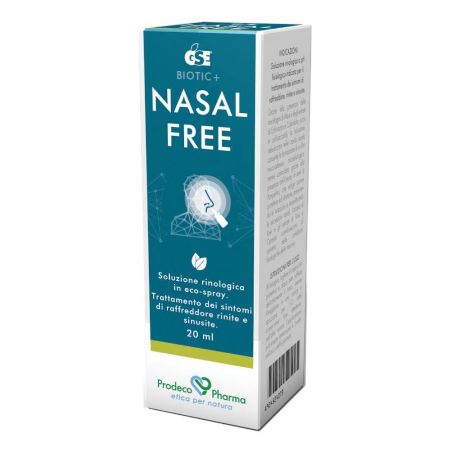 GSE Nasal Free Spray 20ml - Soluzione Rinologica per Raffreddore, Rinite e Sinusite