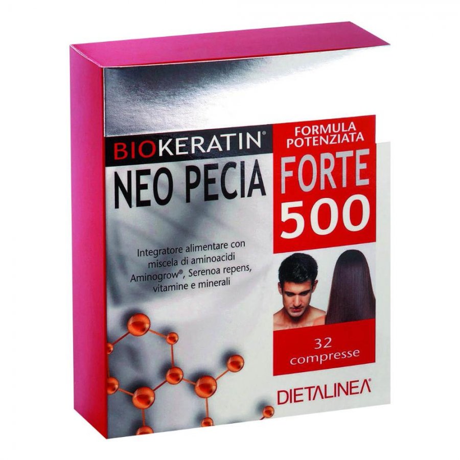 Biokeratin Neo Pecia Forte 500 - Integratore per Capelli Forti e Sani - 32 Compresse