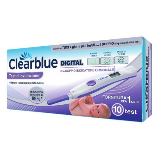 Clearblue - Test di Ovulazione Digitale Avanzato 10 Test - Monitora il tuo Ciclo con Precisione