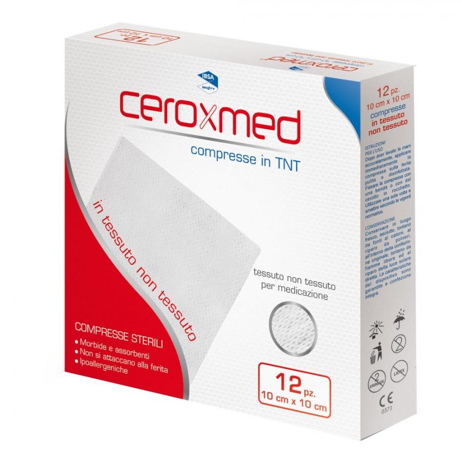 Ceroxmed Compresse in TNT 10x10cm - 12 Pezzi Sterili e Ipoallergeniche
