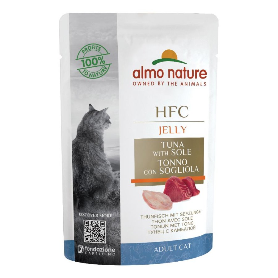 ALMO NATURE GATTO HFC JELLY ADULT TONNO SOGLIOLA 55GR (bustina)