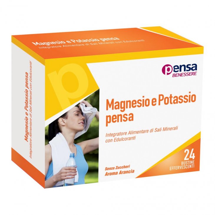 Pensa Magnesio e Potassio 24 Bustine Effervescenti - Integratore Sali Minerali