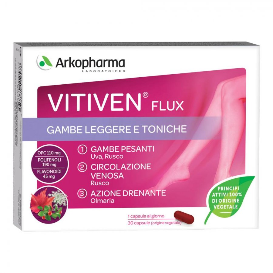 Arkopharma Vitiven Flux 30 Capsule - Integratore Alimentare con Piante e Vitamina B2