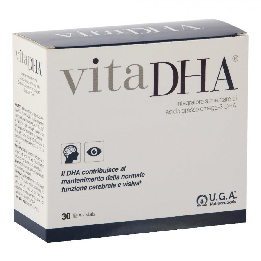 VitaDHA - Integratore di Omega-3 DHA - 30 Fiale Monodose da 6.5ml - Supporto per la Salute Cerebrale e Visiva