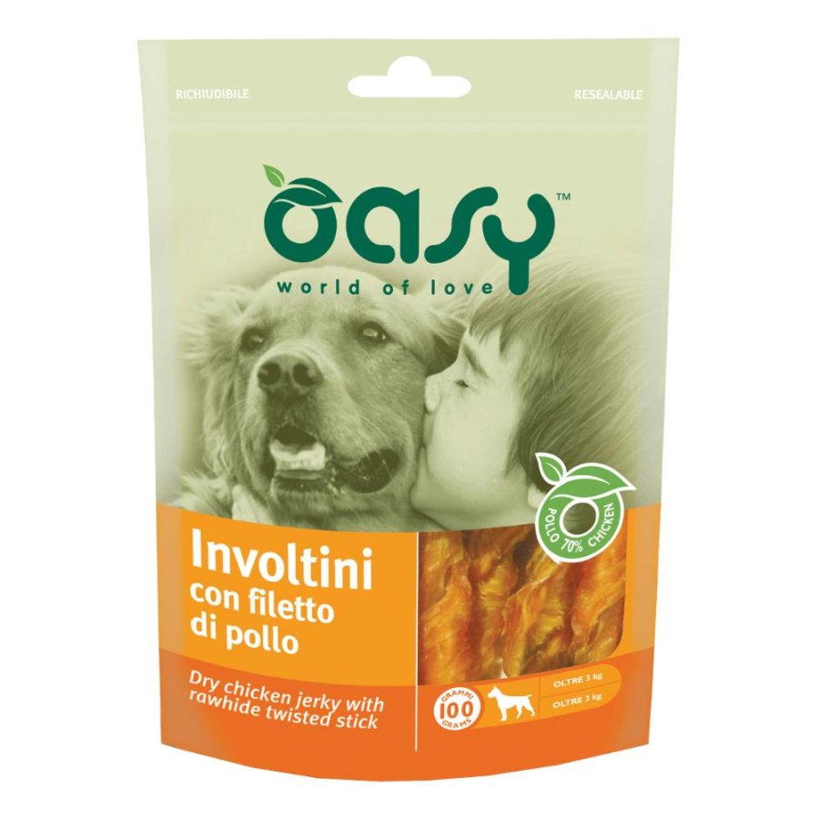 OASY CANE SNACK INVOLTINI FILETTO POLLO 100GR