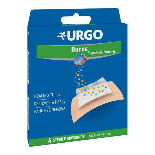 Urgo, Cerotto Ustioni e Ferite Superficiali, 10 x 7 cm, 4 pezzi