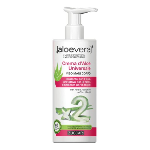 Zuccari - Aloevera2 Crema d'Aloe Universale Viso/Mani/Corpo 300ml - Idratazione Naturale per Tutta la Tua Pelle