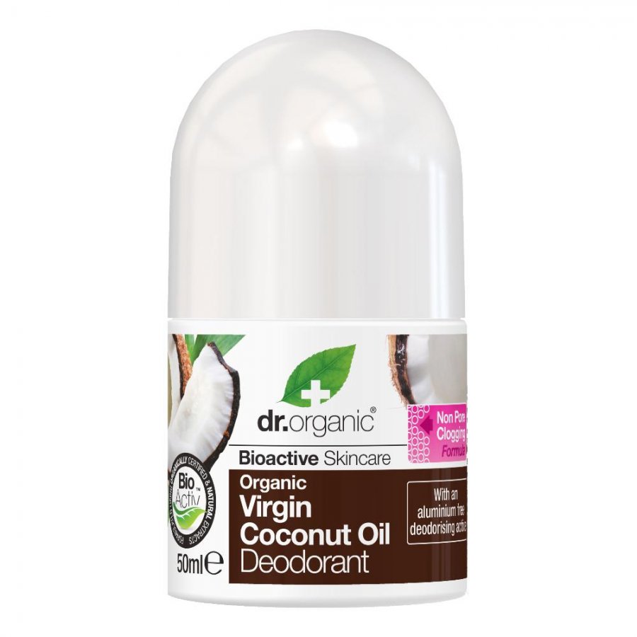 Dr Organic - Deodorante all'olio di cocco 50 ml: deodorante naturale e idratante per una freschezza duratura.