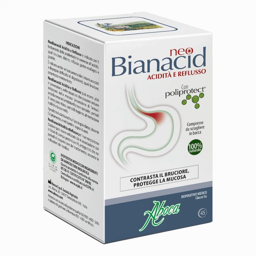 Aboca Neobianacid, 45 Compresse Masticabili - Dispositivo Medico per il Benessere Digestivo