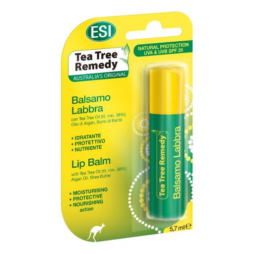 ESI Tea Tree Remedy Balsamo Labbra Idratante SPF20, Stick 5,7ml - Protezione Naturale per le Labbra