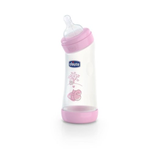 CHICCO - Biberon Angolato Tettarella In Silicone Rosa 250ML