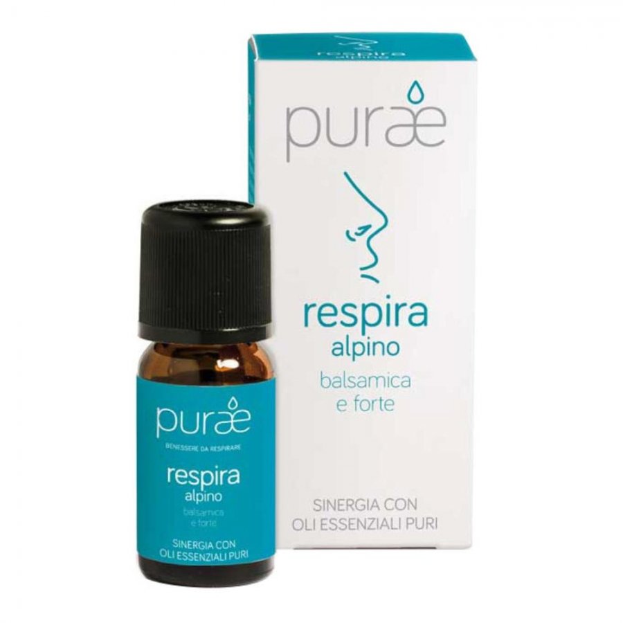 Purae Sinergia Oli Essenziali Respira Alpino, 10ml – Olio Essenziale Decongestionante con Cajeput ed Eucalipto